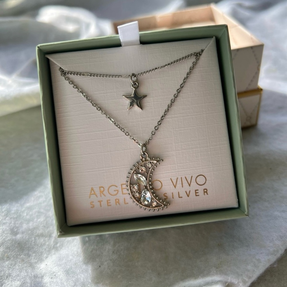 Argento Vivo Sterling Silver Moon Necklace